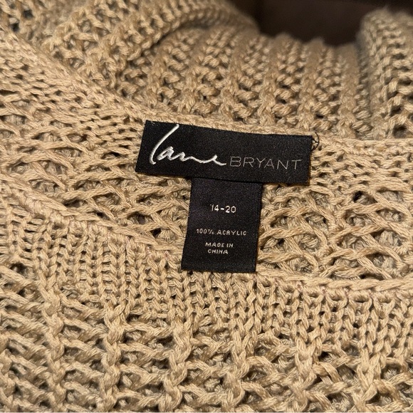 Lane Bryant Open Stitch Sweater Poncho, Crochet, Tan, Sz 14-20, Acrylic - Picture 6 of 6